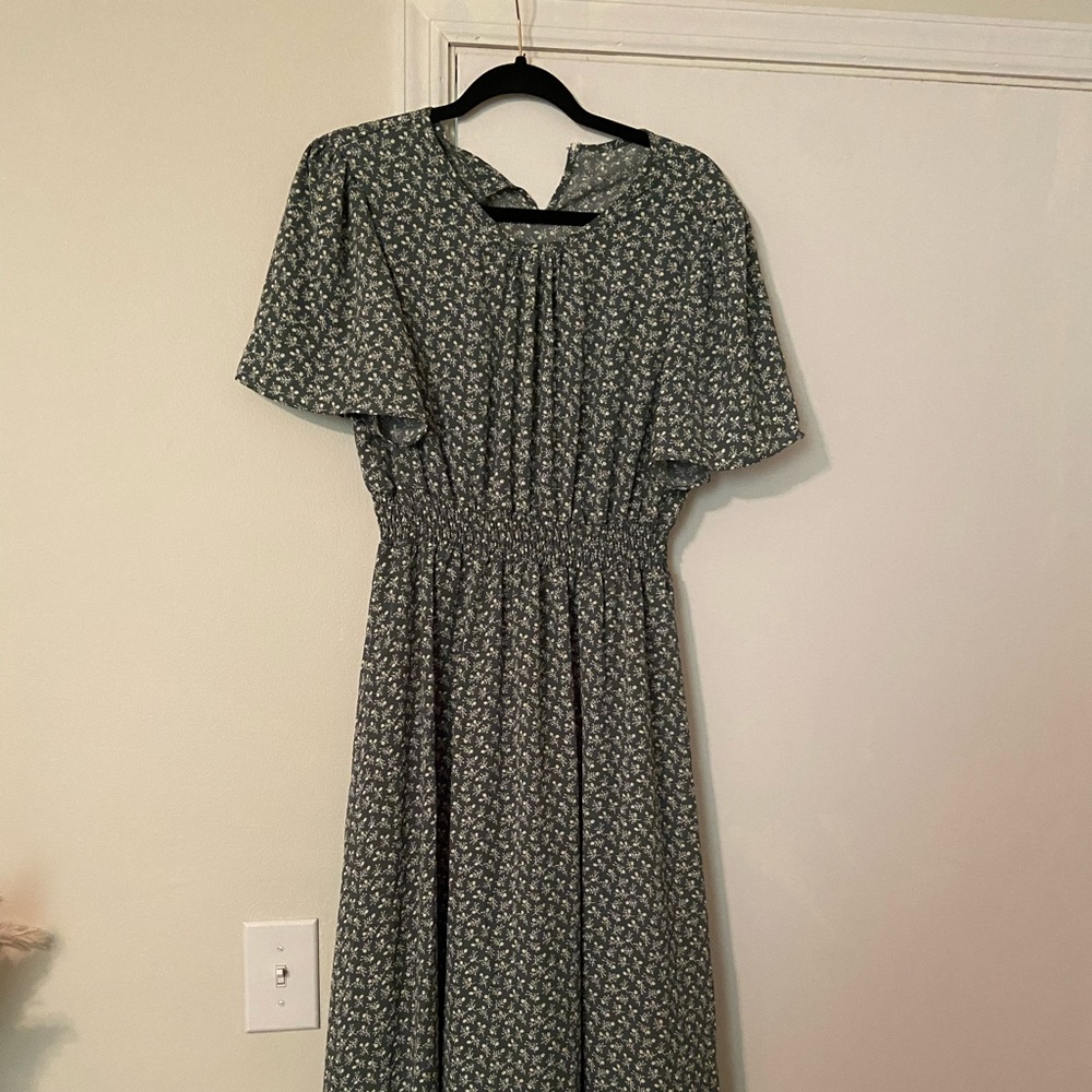 Green floral dress
